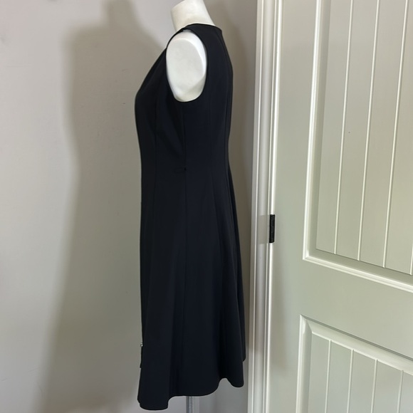 Lafayette 148 New York Carlina Dress Black Sleeveless Front Zip Sheath LBD Sz 6 - Picture 7 of 12